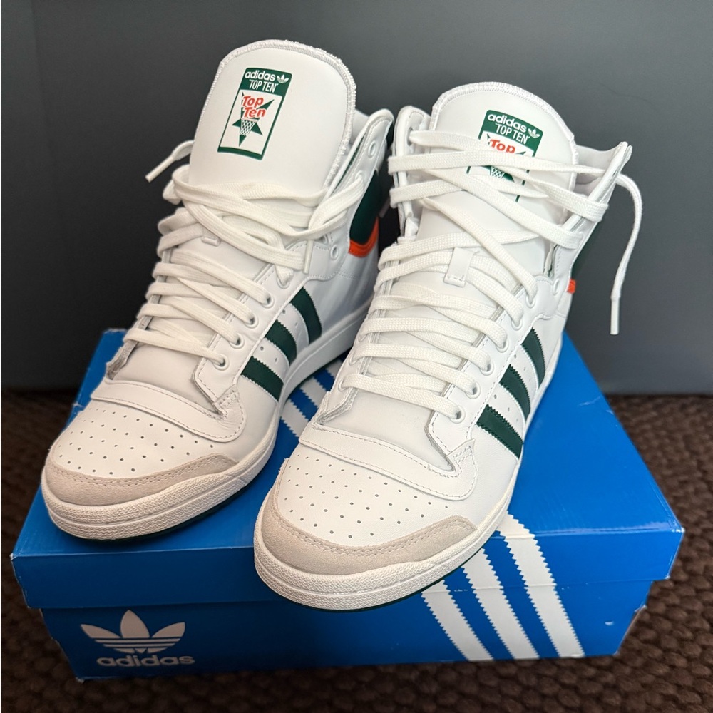 adidas White and Green Athletic Shoes